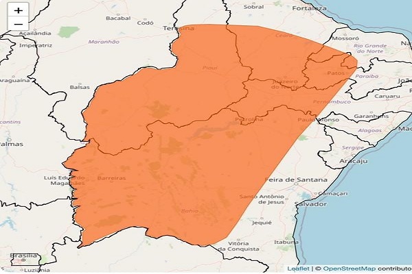 Mapa mostra onda de calor. Crédito: Reprodução - Inmet
