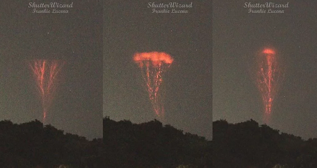 Uma série de raios explodindo para cima, em direção ao espaço (Foto: Reprodução)