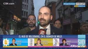 Eduardo, que está no país para acompanhar eleições, e apoia Milei, causou descontentamento em canal argentino e teve entrevista encerrada subitamente.