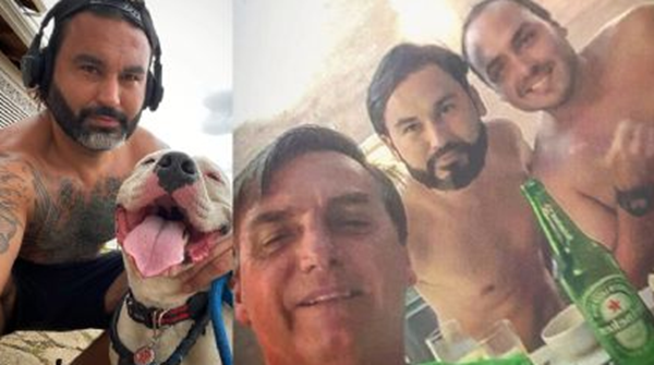 Léo Índio com Jair e Carlos Bolsonaro (Foto: Reprodução)