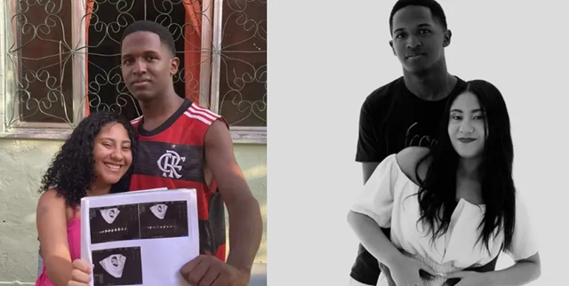 Sara Silva, de 18 anos, estava grávida de cinco bebês. Ao lado, Renan Alves de Oliveira, de 20 anos, seu namorado (Foto: Camila Araujo e Reprodução/Instagram)