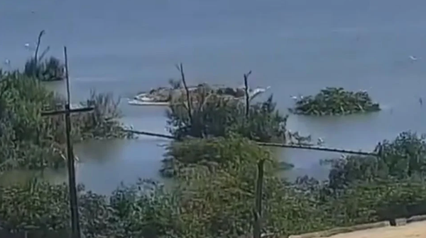 Imagens do rompimento da mina da Braskem sob a lagoa Mundaú (Foto: Reprodução/Rede X)
