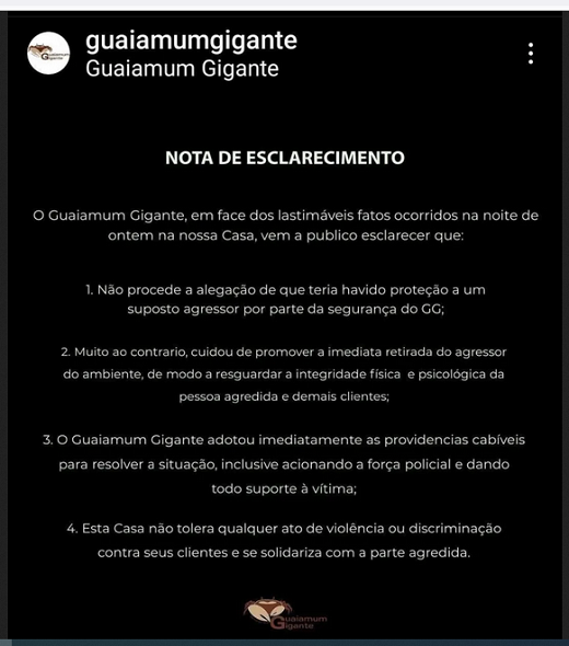 Nota do restaurante Guaiamon Gigante (Foto: Reprodução/@guaiamongigante)