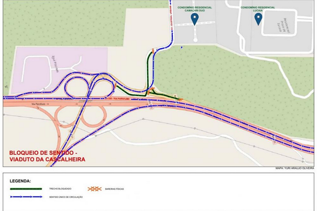 Os acessos à sede do município pelo Trevo da Cascalheira e Via Parafuso (BA-535), sentido Avenida Industrial Urbana estarão temporariamente interditados (Foto: Dicom PMC)