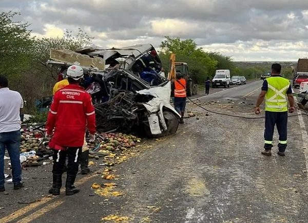 Veículo de grande porte transportava um carregamento de mangas (Foto: Divulgação)