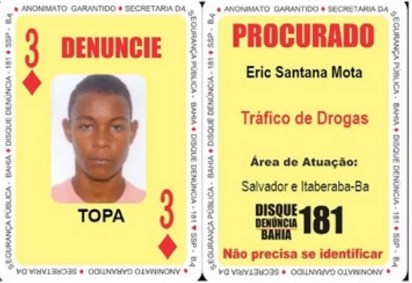 ‘Três de Ouros’ do Baralho do Crime (Foto: Divulgação/Policia Civil)