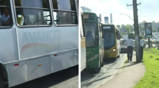 A manifestação ocorre na manhã desta sexta-feira (8) (Foto: Divulgação Reprodução/TV Bahia)