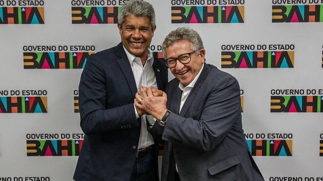 Luiz Caetano se despediu de Jerônimo Rodrigues na manhã desta sexta-feira (5) (Foto: Divulgação/Henrique Brinco)