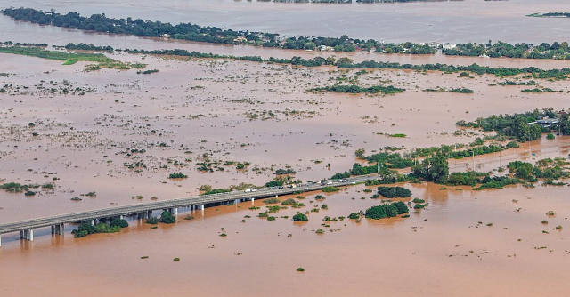 Alagamento em Canoas, no Rio Grande do Sul (Foto: Ricardo Stuckert/PR)