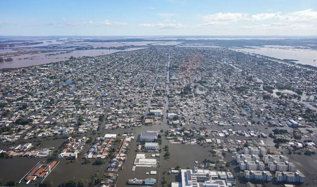 Cidade inundada no Rio Grande do Sul (Foto: Maurício Tonetto/Secom)