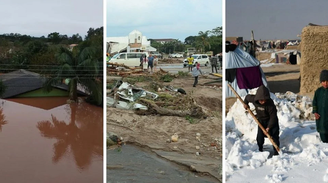 Induncação do Rio Grande do Sul, enchentes na África do Sul e nevasca no Afeganistão (Foto: Montagem)