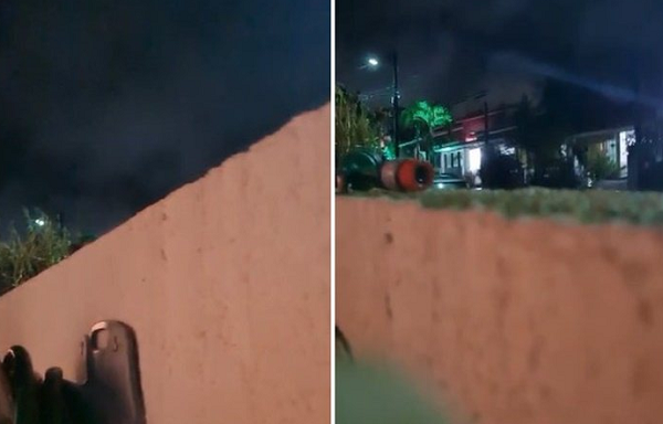 O registro do tiroteio na cidade de Camaçari aconteceu após as 20h (Foto: Print/Vídeo)