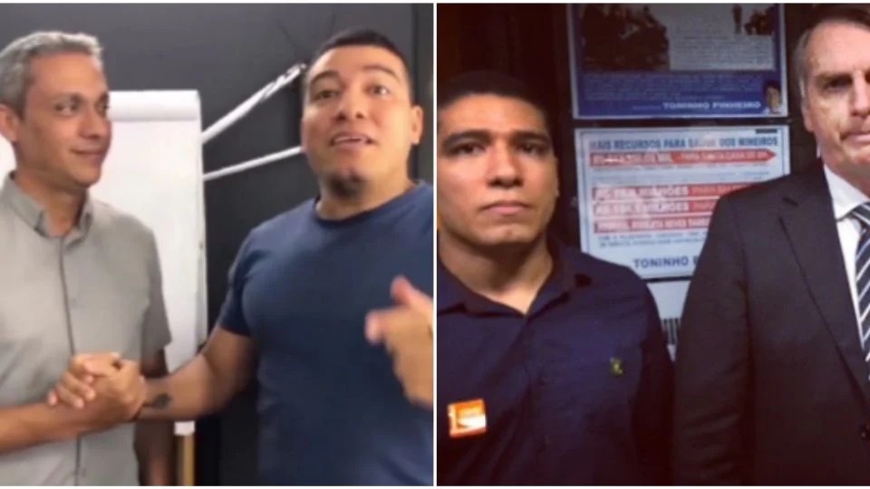 O 'cidadão de bem, defensor da família e dos bons costumes', Simão Pedro Costa, com Gayer e Bolsonaro, faria parte de uma quadrilha de assalto à um ônibus de turismo em Goiás. Créditos: Reprodução