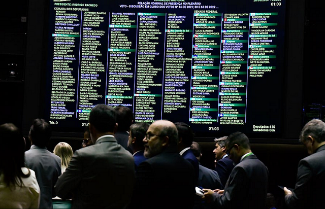 Parlamentares à bancada acompanham sessão (Foto: Waldemir Barreto/Agência Senado)