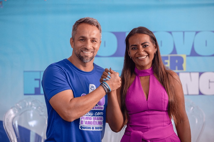 Os vereadores, Flávio Matos e Professora Angélica, ambos pretendentes a prefeito e vice prefeita de Camaçari nas próximas eleições – Foto: Divulgação