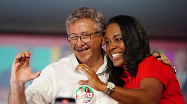 Candidato a prefeito de Camaçari, Luiz Caetano (PT) e Pastora Déa (PSB), candidata à vice-prefeita (Foto: Divulgação)