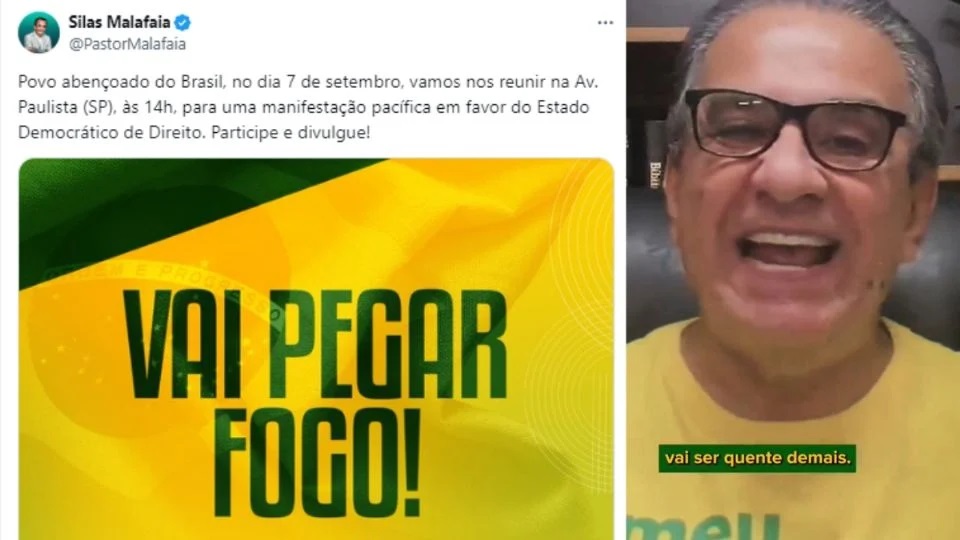 Conselheiro 'espiritual' de Bolsonaro levantou suspeita ao usar uma linguagem subliminar ao divulgar ato pelo impeachment de Alexandre de Moraes dias antes da ação coordenada de incêndios: 'vai ser quente demais'- Reprodução