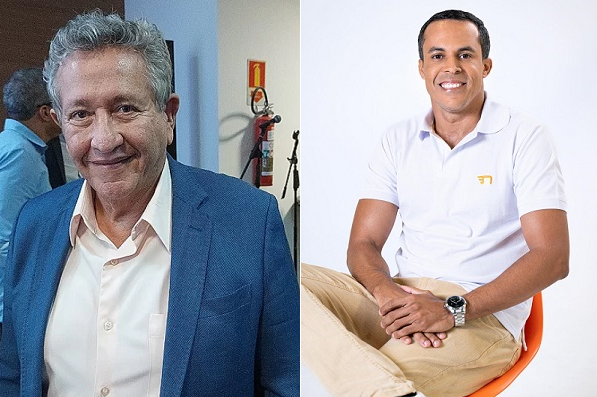 Candidato a prefeito de Camaçari, Luiz Caetano (PT) e o também candidato a prefeito de Camaçari, Cleiton Pereira (Novo) (Foto: Montagem/Redação CFF)