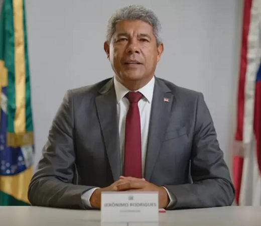 Jerônimo em pronunciamento sobre as ações do Estado para a segurança pública (Foto: Reprodução)