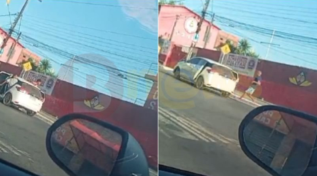 Segundo leitor do BNews que flagrou o crime, os assaltantes deram coronhadas nas vítimas (Foto: Bnews/Divulgação/Leitor BNews)