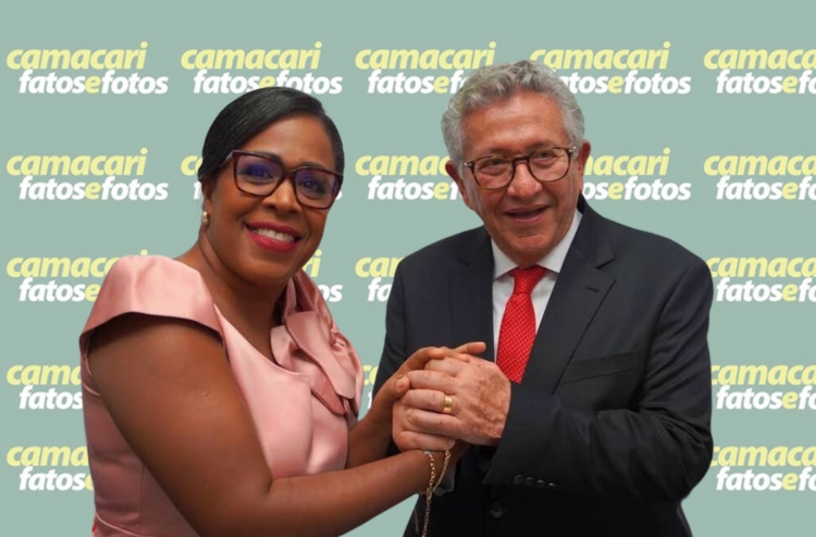 O prefeito Luiz Carlos Caetano (PT) e a vice-prefeita Pastora Dea Santos (PSD) - Fotoart: CFF/Divulgação