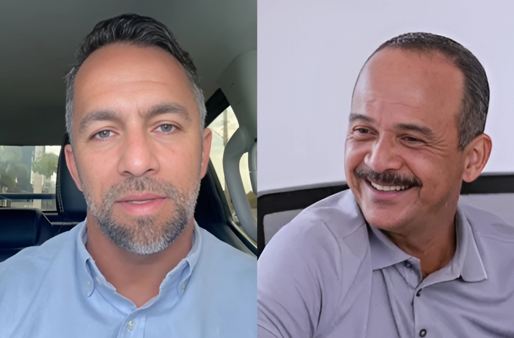 O ex-vereador e candidato derrotado à prefeito de Camaçari, Flávio Matos, e o ex-prefeito Elinaldo Araújo - Fotomontagem CFF/Divulgação