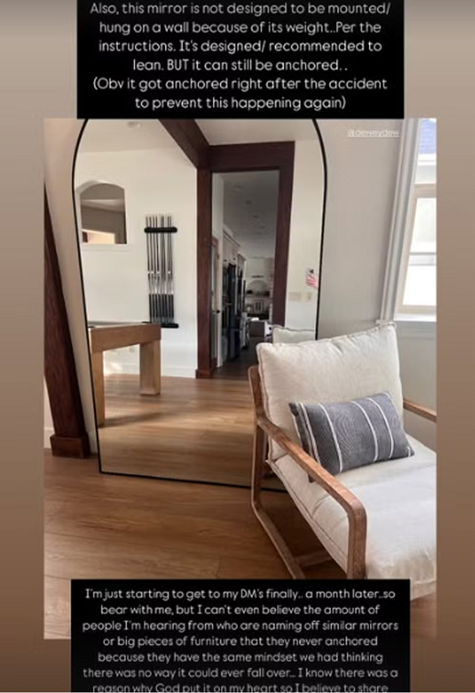 O tipo de espelho que caiu em cima de filho de influenciadora (Foto: Reprodução)