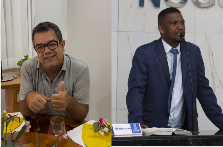 O secretário municipal de Relações Institucionais de Camaçari, Ademar Lopes Fernandes, E O vr Ivandel Pires . Fotomontagem: CFF