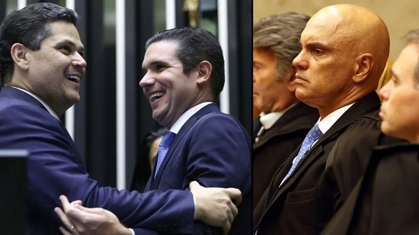 Os presidentes do Senado e da Camara, Davi Alcolumbre, Hugo Motta e o ministro Alexandre de Moraes. Créditos: Antônio Cruz ABr