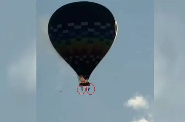 Balão começou a pegar fogo ainda no ar (Foto: Reprodução/Vídeo)