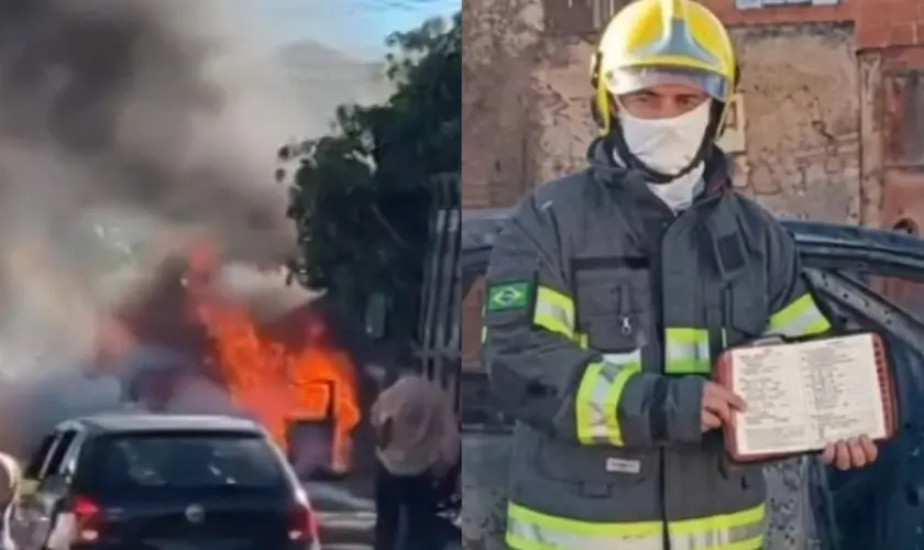 ASSISTA – Bíblia fica intacta após incêndio destruir carro em Goiás