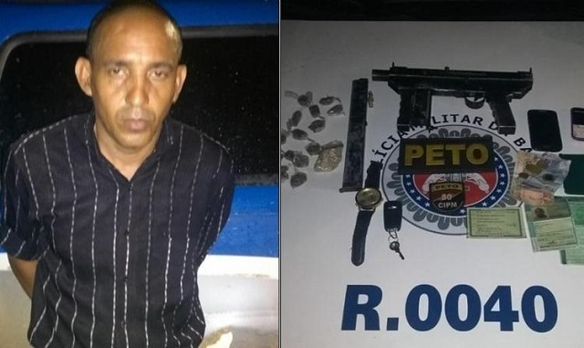 Submetralhadora foi encontrada no carro conduzido por Antônio Peixoto Nascimento Filho (Foto: Reprodução) Submetralhadora foi encontrada no carro conduzido por Antônio Peixoto Nascimento Filho (Foto: Reprodução)