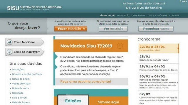 Primeiro dia de inscrições foi marcado por problemas de acesso ao site do Sisu (Foto: Reprodução)