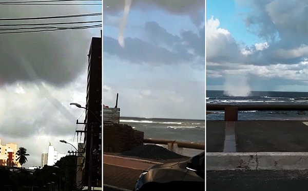 Redemoinho com mais de 30 metros de altura foi registrado, inclusive, de pontos do bairro do Rio Vermelho, distante 5 km (Foto: Reprodução) Redemoinho com mais de 30 metros de altura foi registrado, inclusive, de pontos do bairro do Rio Vermelho, distante 5 km (Foto: Reprodução)