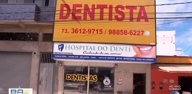Clínica onde falso dentista trabalhava no sul da Bahia (Foto: Reprodução | TV Santa Cruz) Clínica onde falso dentista trabalhava no sul da Bahia (Foto: Reprodução | TV Santa Cruz)