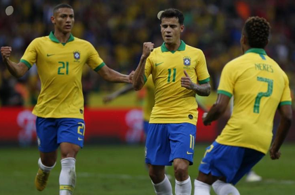 Meia Philippe Coutinho marcou um dos gols do Brasil (Foto: Reprodução)